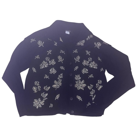 modiano Sweaters - Modiano montage floral knitted equestrian button front cardigan